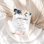 Exquise Herfst Floral Sweet Sixteen Birthday Party Kaart<br><div class="desc">Deze voortreffelijke herfst floral zoete uitnodiging van zestien verjaardagsfeestjes is ideaal voor een familie en vrienden die 16e verjaardag vieren. Het ontwerp toont handgetekende roze blozen,  donkerblauw en marineuze witte bloemen,  inspirerende elegantie,  klasse en natuurlijke schoonheid.</div>