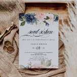 Exquise Herfst Floral Sweet Sixteen Birthday Party Kaart<br><div class="desc">Deze voortreffelijke herfst floral zoete uitnodiging van zestien verjaardagsfeestjes is ideaal voor een familie en vrienden die 16e verjaardag vieren. Het ontwerp toont handgetekende roze blozen,  donkerblauw en marineuze witte bloemen,  inspirerende elegantie,  klasse en natuurlijke schoonheid.</div>