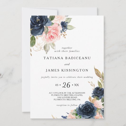 Exquise Herfst Floral Wedding Kaart (Voorkant)