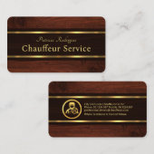 Exquise houtnerf gouden lijnen chauffeur visitekaartje (Voorkant / Achterkant)