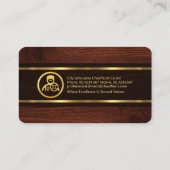 Exquise houtnerf gouden lijnen chauffeur visitekaartje (Achterkant)