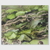 Exquise Jade Green Gold Black Alcohol Ink Cadeaupapier (Vlak)