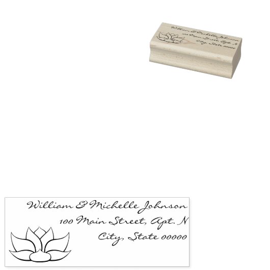 Exquise Lotus Wooden Address Stamp Rubberstempel (Gestempeld)