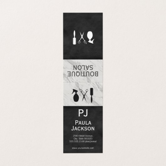 Exquise Lux Texture Monogram en marble Trim Visitekaartje (Buitenkant ongevouwen)