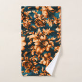 Exquise Luxe Gouden Bloemen, Bladeren op Blauw Bad Handdoek (Handdoek)