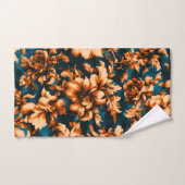 Exquise Luxe Gouden Bloemen, Bladeren op Blauw Bad Handdoek (Handdoek)