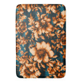 Exquise Luxe Gouden Bloemen, Bladeren op Blauw Badmat (Voorkant Verticaal)