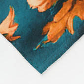 Exquise Luxe Gouden Bloemen, Bladeren op Blauw Fleece Deken (Hoek)