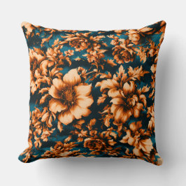 Exquise Luxe Gouden Bloemen, Bladeren op Blauw Kussen