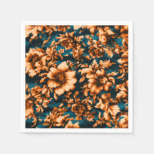 Exquise Luxe Gouden Bloemen, Bladeren op Blauw