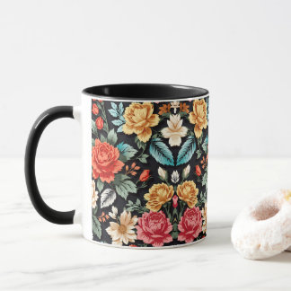 Exquise Naadloze Bloemen Patroon Elegant en Tijd Mok