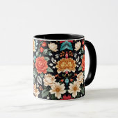 Exquise Naadloze Bloemen Patroon Elegant en Tijd Mok (Voorkant rechts)