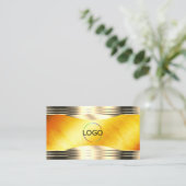 Exquise Oranje Marmer Gold Borders Logo QR-code Visitekaartje (Staand voorkant)