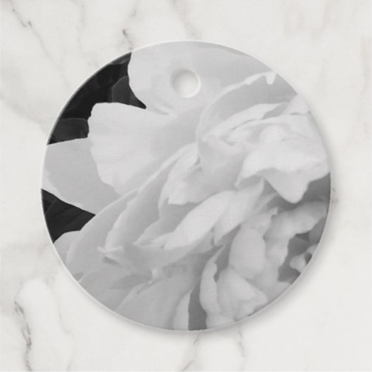 Exquise Peony Black en White Bedankjes Labels (Voorkant)