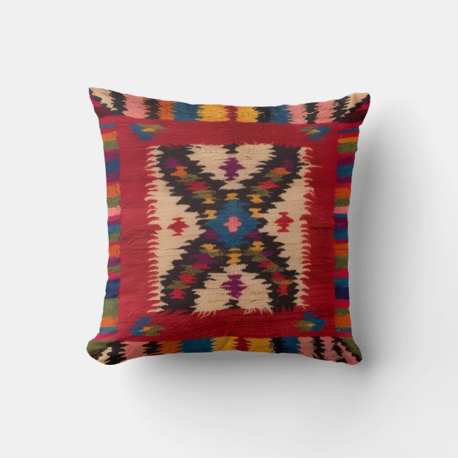 Exquise Red Kilim-Kussens in Parijs: voeg een Pari Kussen (Voorkant)