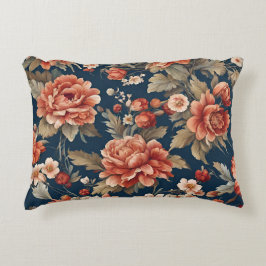 Exquise Retro Oranje Rozen, bladeren en bloemen Accent Kussen