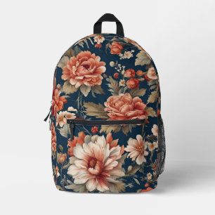 Exquise Retro Oranje Rozen, bladeren en bloemen Bedrukte Rugzak