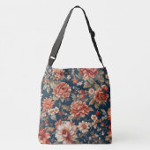 Exquise Retro Oranje Rozen, bladeren en bloemen Crossbody Tas (Achterkant)