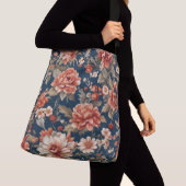 Exquise Retro Oranje Rozen, bladeren en bloemen Crossbody Tas (Dichtbij)