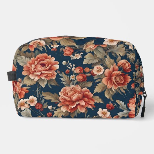 Exquise Retro Oranje Rozen, bladeren en bloemen Toilettasje (Voorkant)