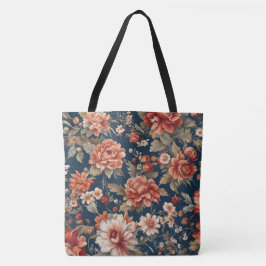 Exquise Retro Oranje Rozen, bladeren en bloemen Tote Bag