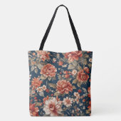 Exquise Retro Oranje Rozen, bladeren en bloemen Tote Bag (Achterkant)