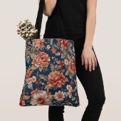 Exquise Retro Oranje Rozen, bladeren en bloemen Tote Bag (Dichtbij)