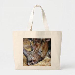 Exquise Rhinoceros Oil Painting Photo Printing Grote Tote Bag