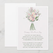 Exquise Roze en Groene Bloemen Gelukkige Moeders D Kaart (Voorkant / Achterkant)