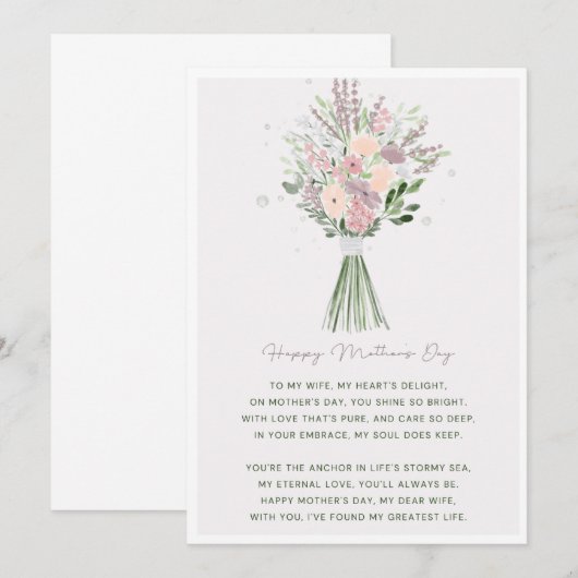 Exquise Roze en Groene Bloemen Gelukkige Moeders D Kaart (Voorkant / Achterkant)