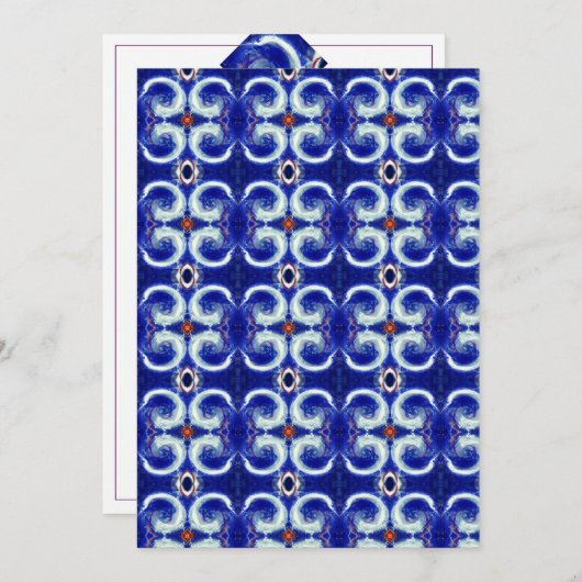 Exquise Swirl Blue Pattern-uitnodiging Kaart (Voorkant / Achterkant)
