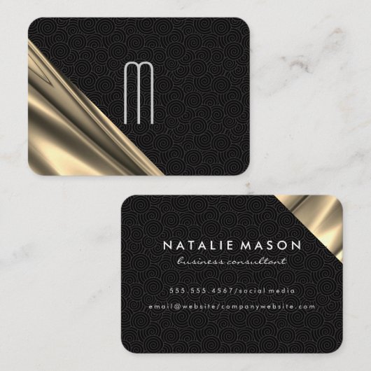 Exquise Swirl Pattern Gold Drapery Visitekaartje (Voorkant / Achterkant)