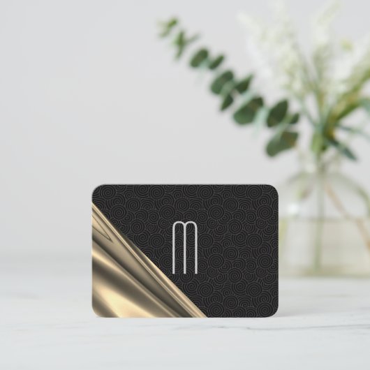 Exquise Swirl Pattern Gold Drapery Visitekaartje (Staand voorkant)