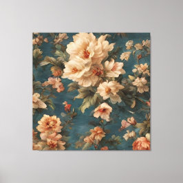  Exquise witte en weelderige koraalrode bloemen Canvas Afdruk