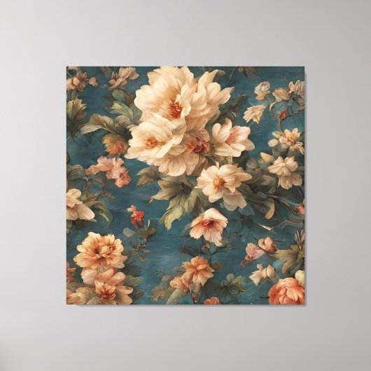  Exquise witte en weelderige koraalrode bloemen Canvas Afdruk (Voorkant)