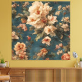  Exquise witte en weelderige koraalrode bloemen Canvas Afdruk (Insitu (Woonkamer))