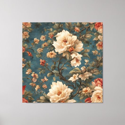  Exquise witte en weelderige koraalrode bloemen Canvas Afdruk (Voorkant)