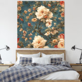  Exquise witte en weelderige koraalrode bloemen Canvas Afdruk (Insitu (Slaapkamer))