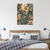  Exquise witte en weelderige koraalrode bloemen Canvas Afdruk (Insitu (Slaapkamer))