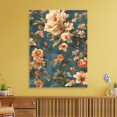  Exquise witte en weelderige koraalrode bloemen Canvas Afdruk (Insitu (Woonkamer))