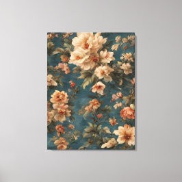  Exquise witte en weelderige koraalrode bloemen Canvas Afdruk