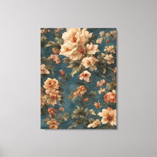  Exquise witte en weelderige koraalrode bloemen Canvas Afdruk (Voorkant)