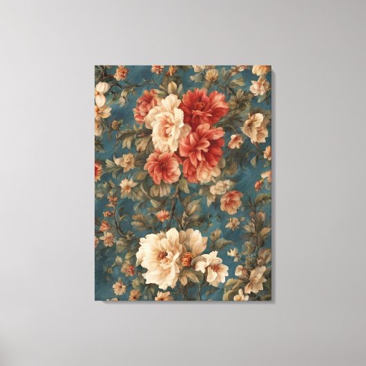  Exquise witte en weelderige koraalrode bloemen Canvas Afdruk (Voorkant)