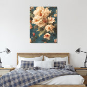  Exquise witte en weelderige koraalrode bloemen Canvas Afdruk (Insitu (Slaapkamer))