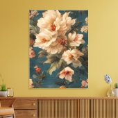  Exquise witte en weelderige koraalrode bloemen Canvas Afdruk (Insitu (Woonkamer))