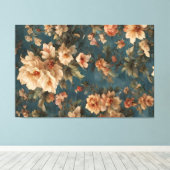  Exquise witte en weelderige koraalrode bloemen Canvas Afdruk (Insitu (Houten vloer))