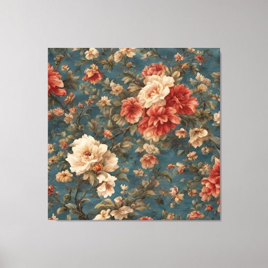  Exquise witte en weelderige koraalrode bloemen Canvas Afdruk (Voorkant)