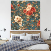  Exquise witte en weelderige koraalrode bloemen Canvas Afdruk (Insitu (Slaapkamer))