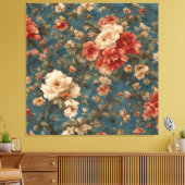  Exquise witte en weelderige koraalrode bloemen Canvas Afdruk (Insitu (Woonkamer))