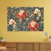  Exquise witte en weelderige koraalrode bloemen Canvas Afdruk (Insitu (Woonkamer))